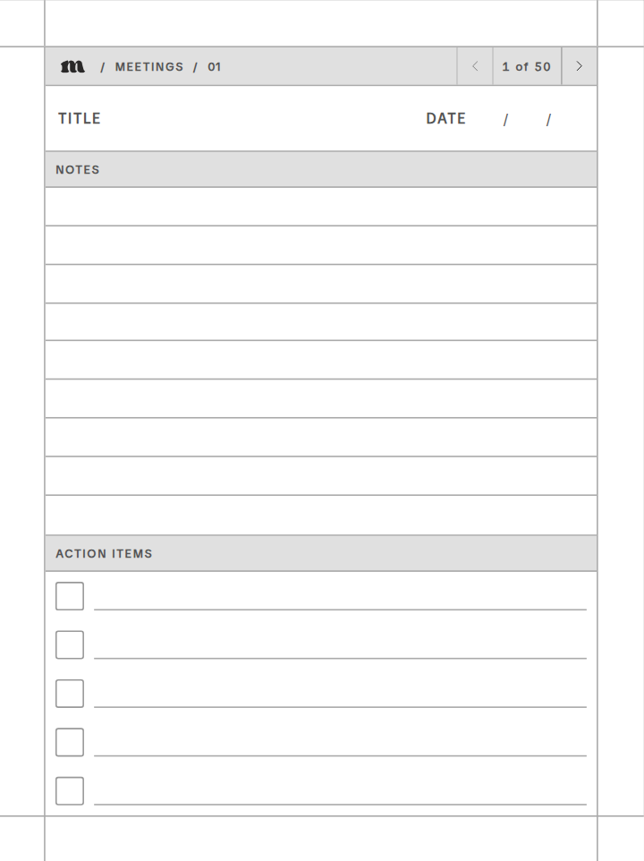 A meeting notes page from the Meetings section