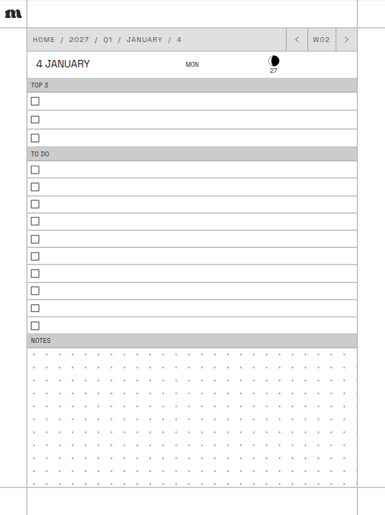 A daily page with a to-do list