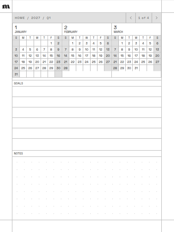 A quarterly goals page