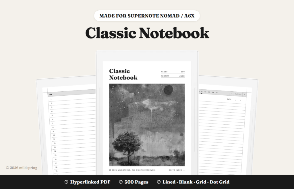 Classic Notebook for Supernote