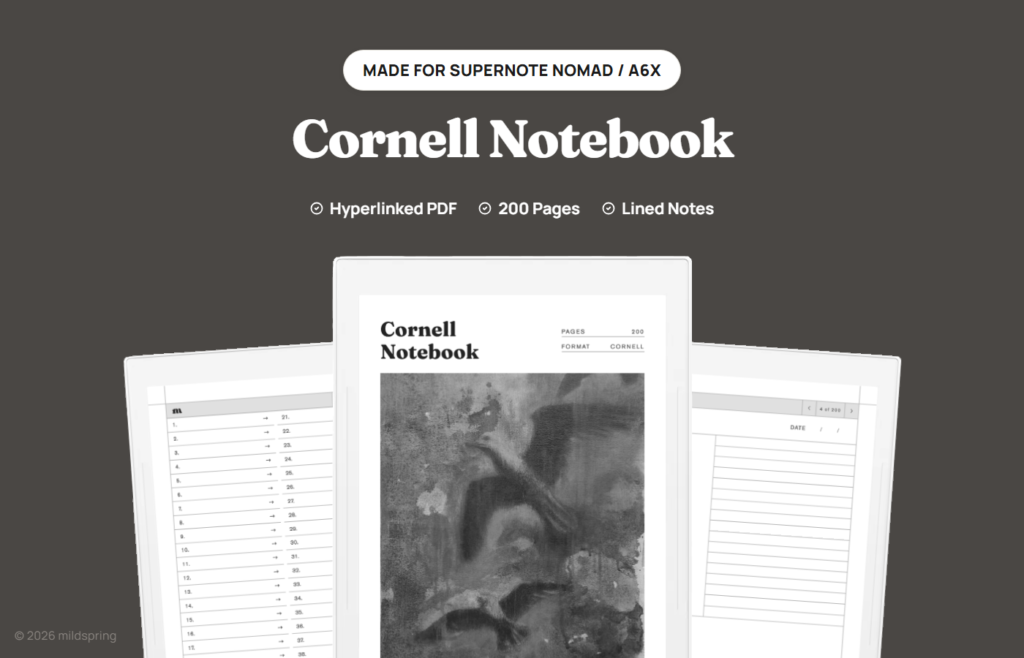Cornell Notes Digital Notebook for Supernote