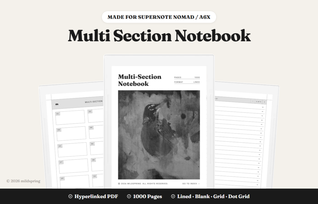 Multi-Section Notebook for Supernote