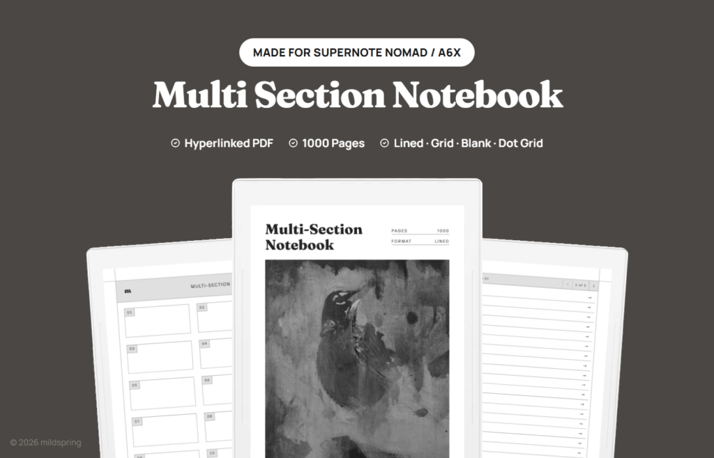 Multi-Section Notebook for Supernote