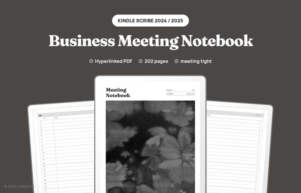Business Meeting Notebook for Kindle Scribe on Kindle Scribe