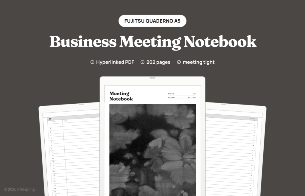 Business Meeting Notebook for Quaderno on Hyperlinked PDF Templates for Fujitsu Quaderno