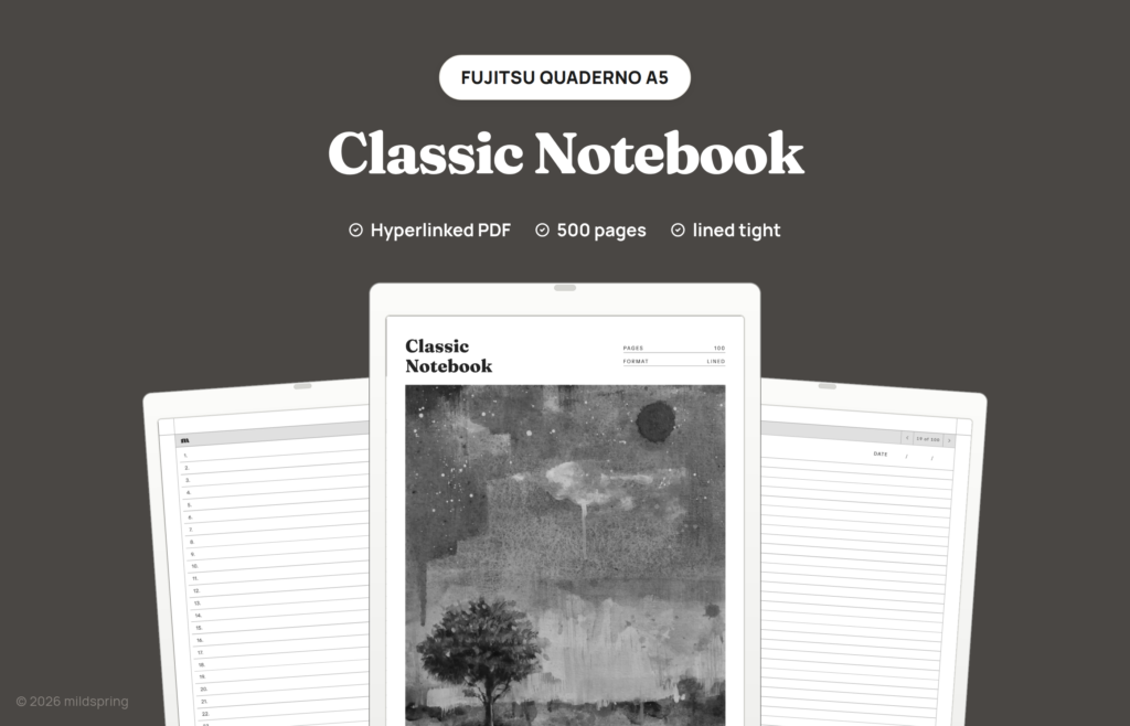 Classic Notebook for Quaderno on Hyperlinked PDF Templates for Fujitsu Quaderno