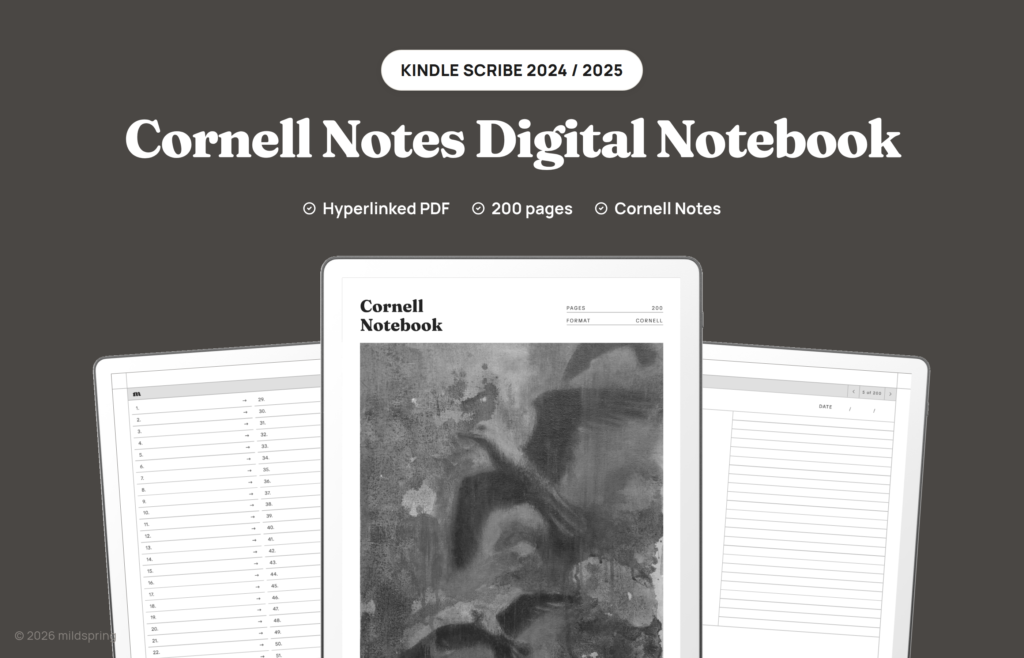 Cornell Notes Digital Notebook for Kindle Scribe on Kindle Scribe