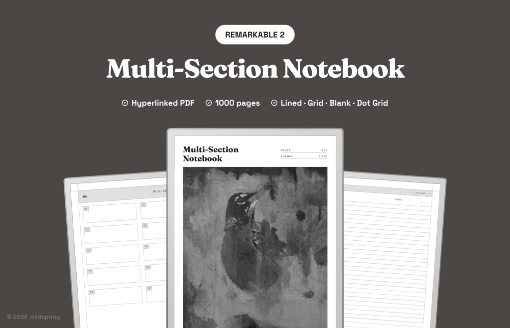 Multi-Section Notebook for reMarkable on Hyperlinked PDF Templates for reMarkable