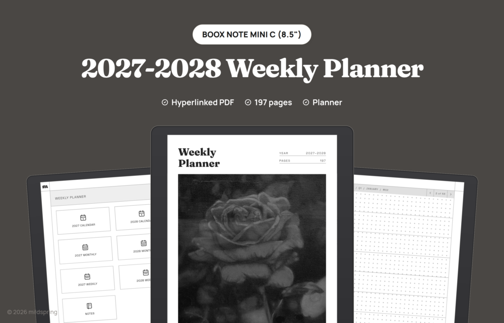 2027-2028 Weekly Planner for BOOX