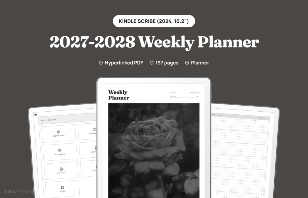 2027-2028 Weekly Planner for Kindle Scribe on Kindle Scribe