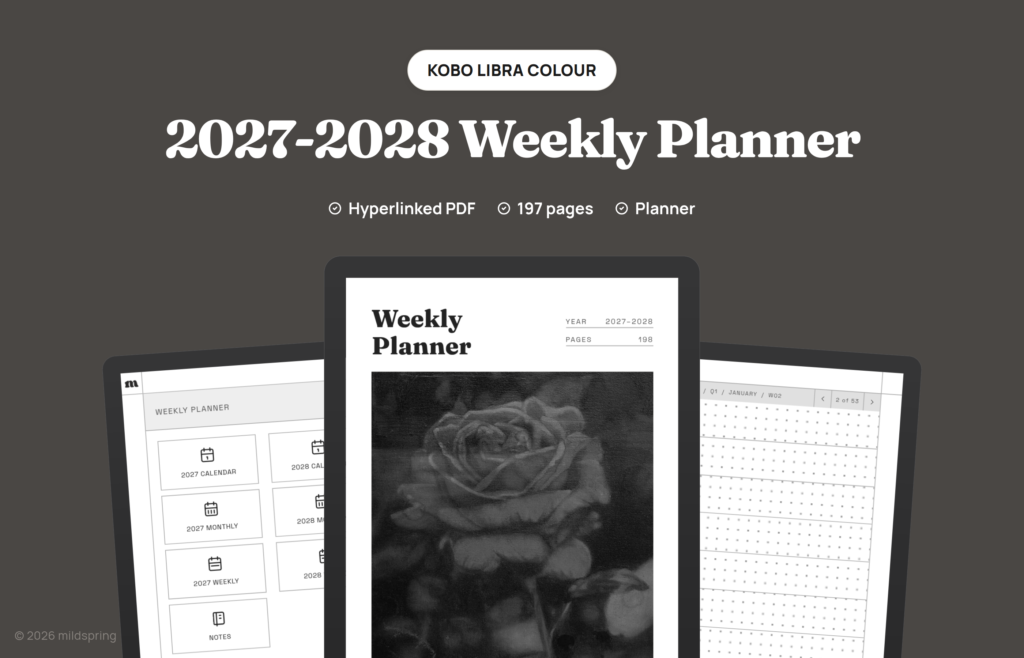2027-2028 Weekly Planner for Kobo