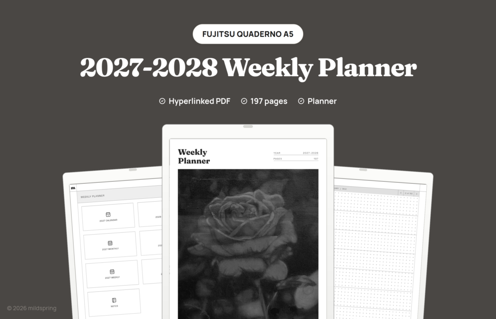 2027-2028 Weekly Planner for Quaderno on Hyperlinked PDF Templates for Fujitsu Quaderno