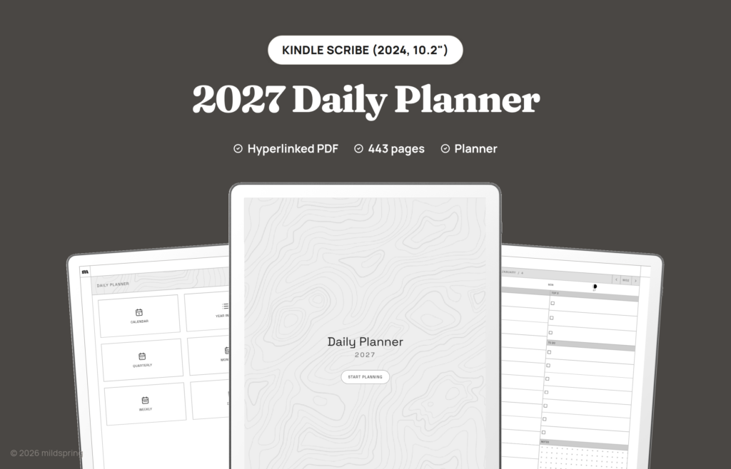 2027 Daily Planner for Kindle Scribe on Kindle Scribe