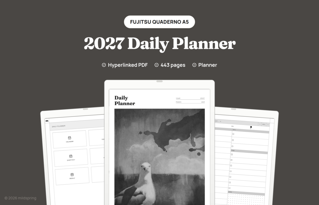2027 Daily Planner for Quaderno on Hyperlinked PDF Templates for Fujitsu Quaderno