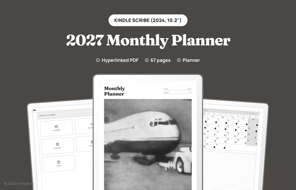 2027 Monthly Planner for Kindle Scribe on Kindle Scribe