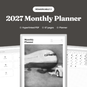 2027 Monthly Planner for reMarkable