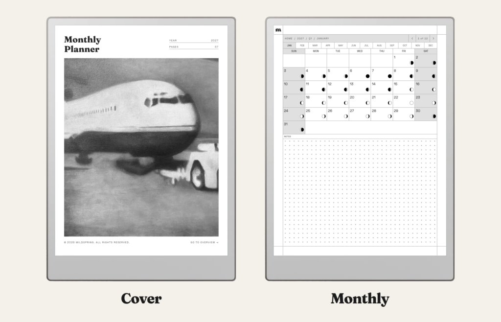2027 Monthly Planner for reMarkable, image 2