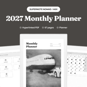 2027 Monthly Planner for Supernote
