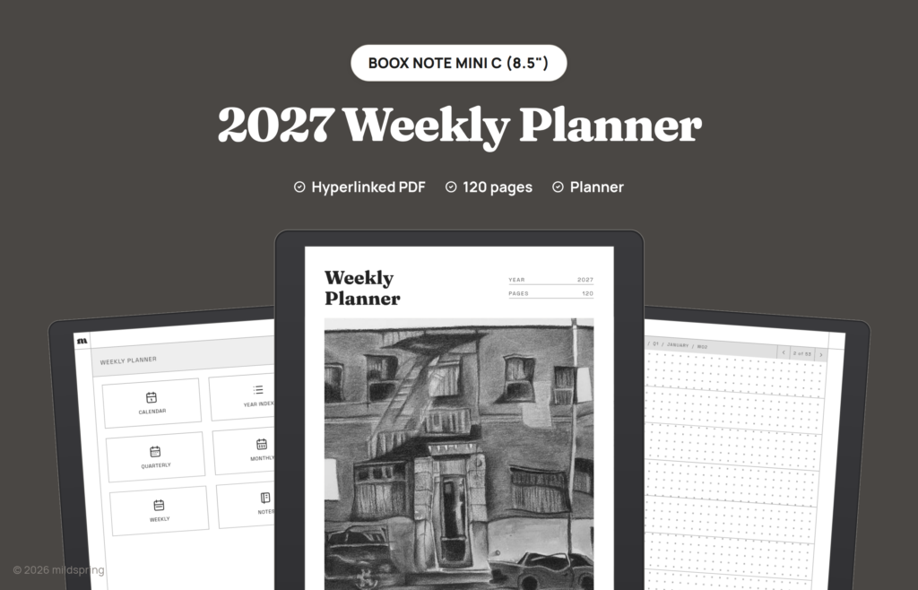2027 Weekly Planner for BOOX on BOOX