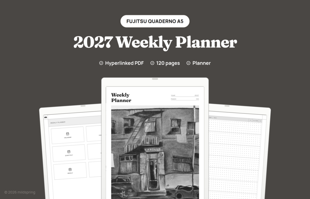 2027 Weekly Planner for Quaderno on Hyperlinked PDF Templates for Fujitsu Quaderno
