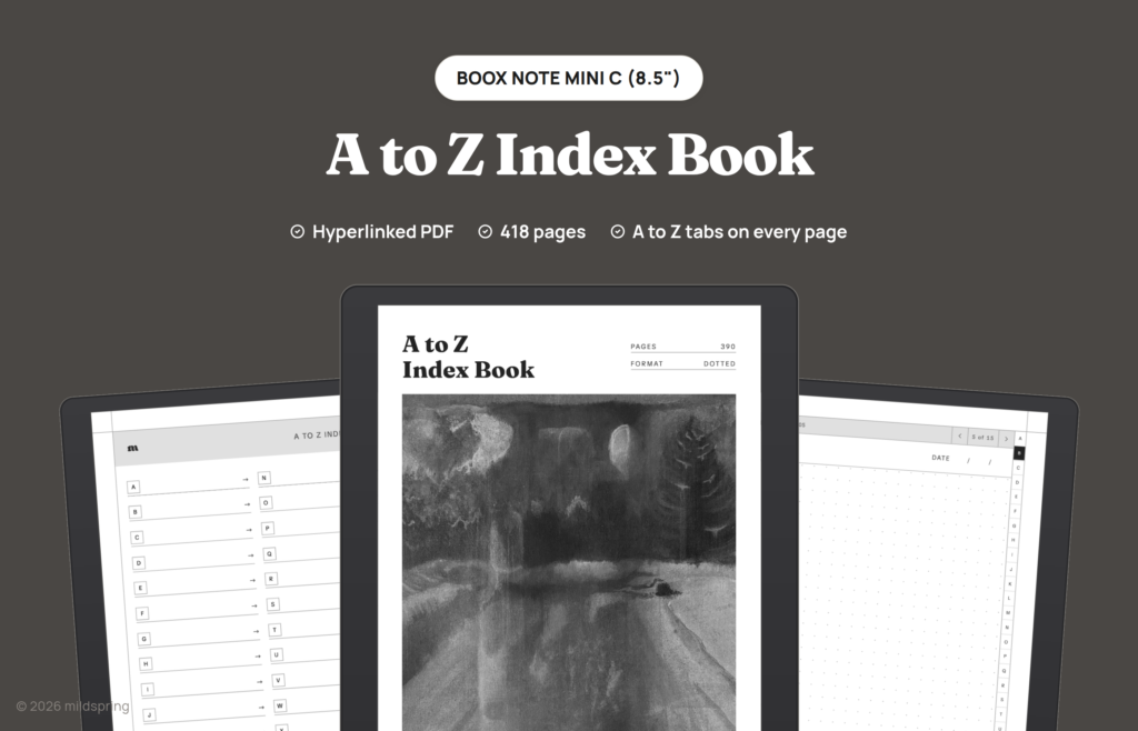 A to Z Index Book for BOOX