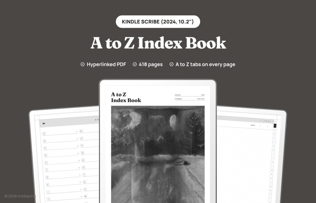 A to Z Index Book for Kindle Scribe on Kindle Scribe