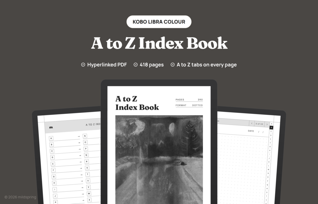 A to Z Index Book for Kobo