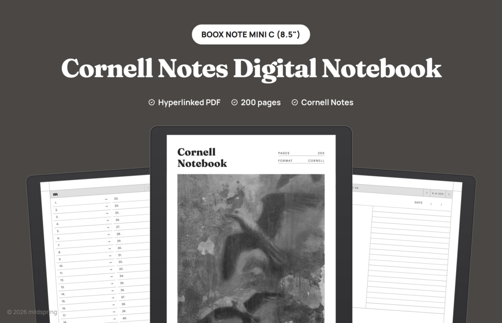 Cornell Notes Digital Notebook for BOOX on BOOX
