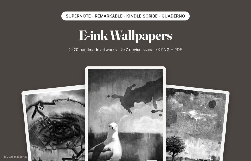E-ink Wallpapers: 20 Original Handmade Artworks on Supernote