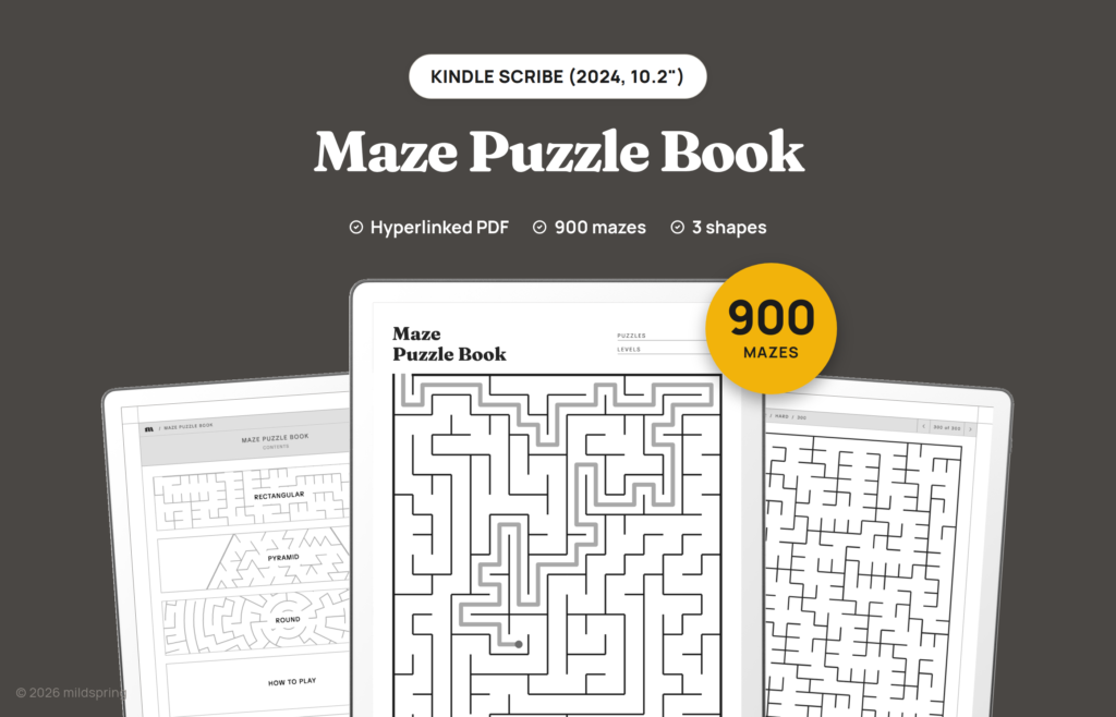 Maze Puzzle Book for Kindle Scribe on Kindle Scribe