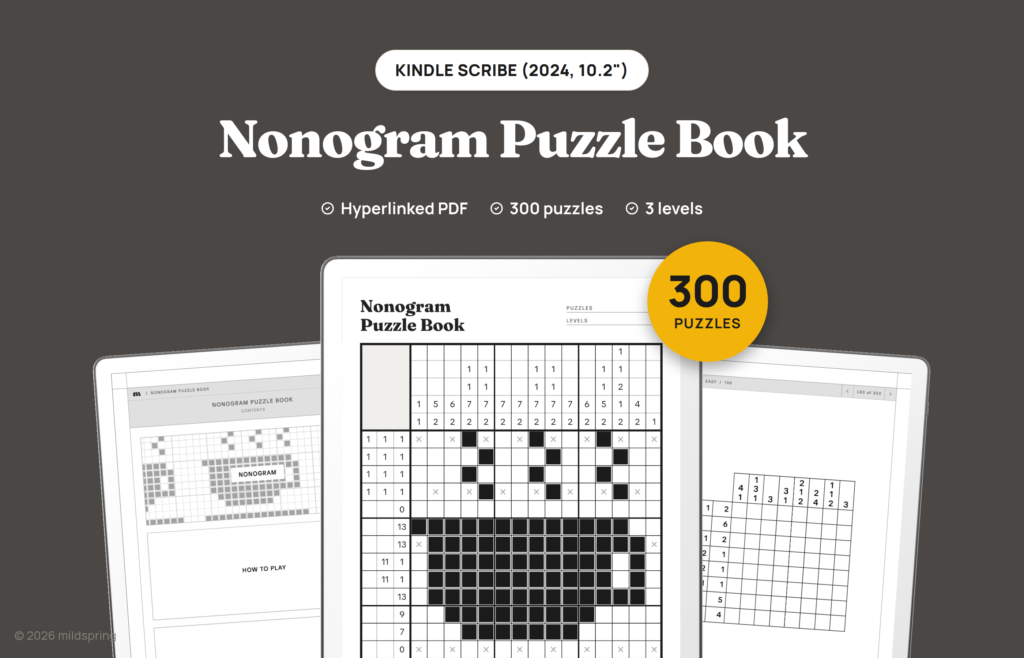 Nonogram Puzzle Book for Kindle Scribe on Kindle Scribe