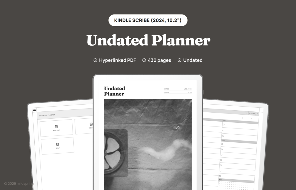 Undated Planner for Kindle Scribe on Kindle Scribe